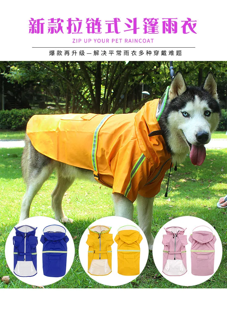 Pet waterproof raincoat pet clothing with reflective strips