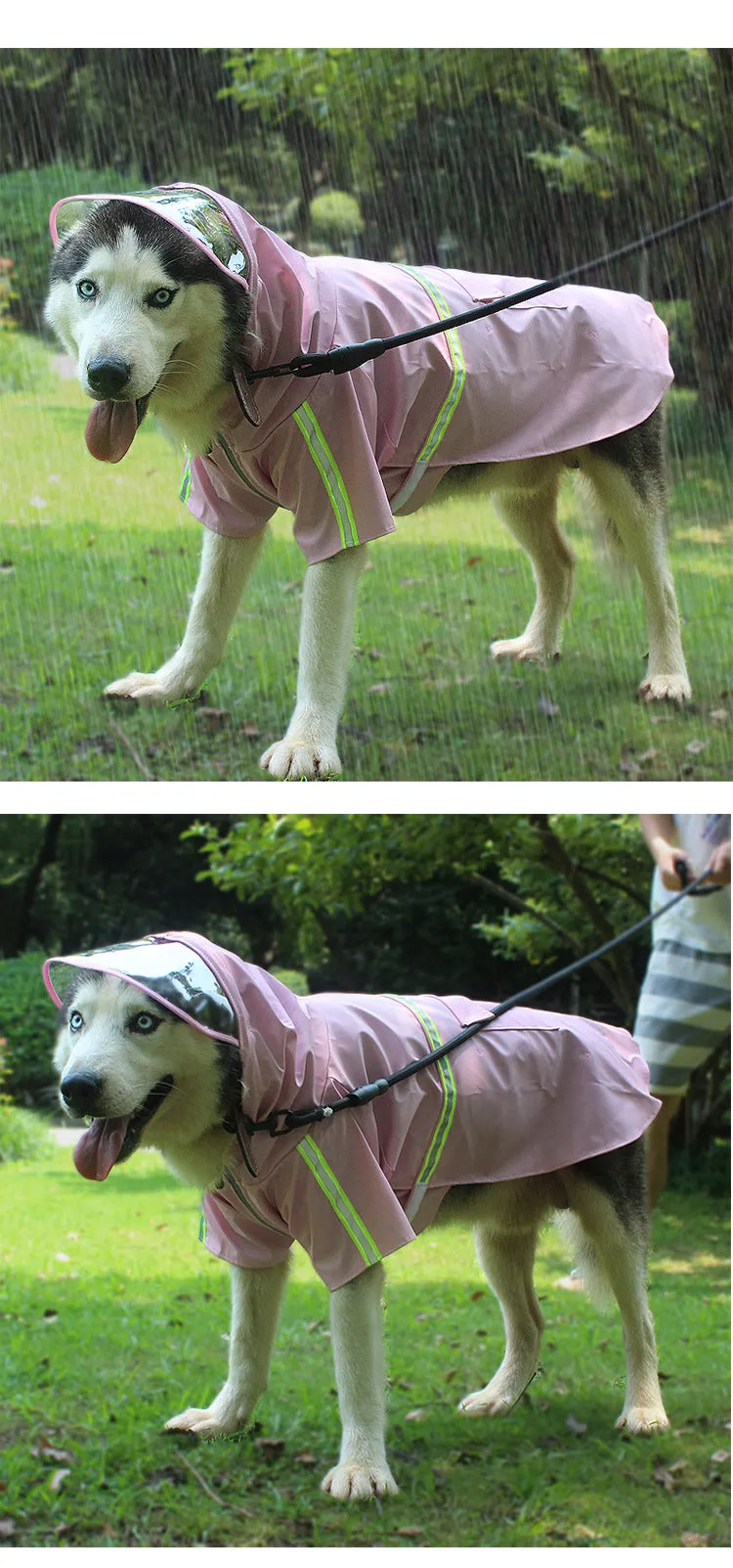 Pet waterproof raincoat pet clothing with reflective strips