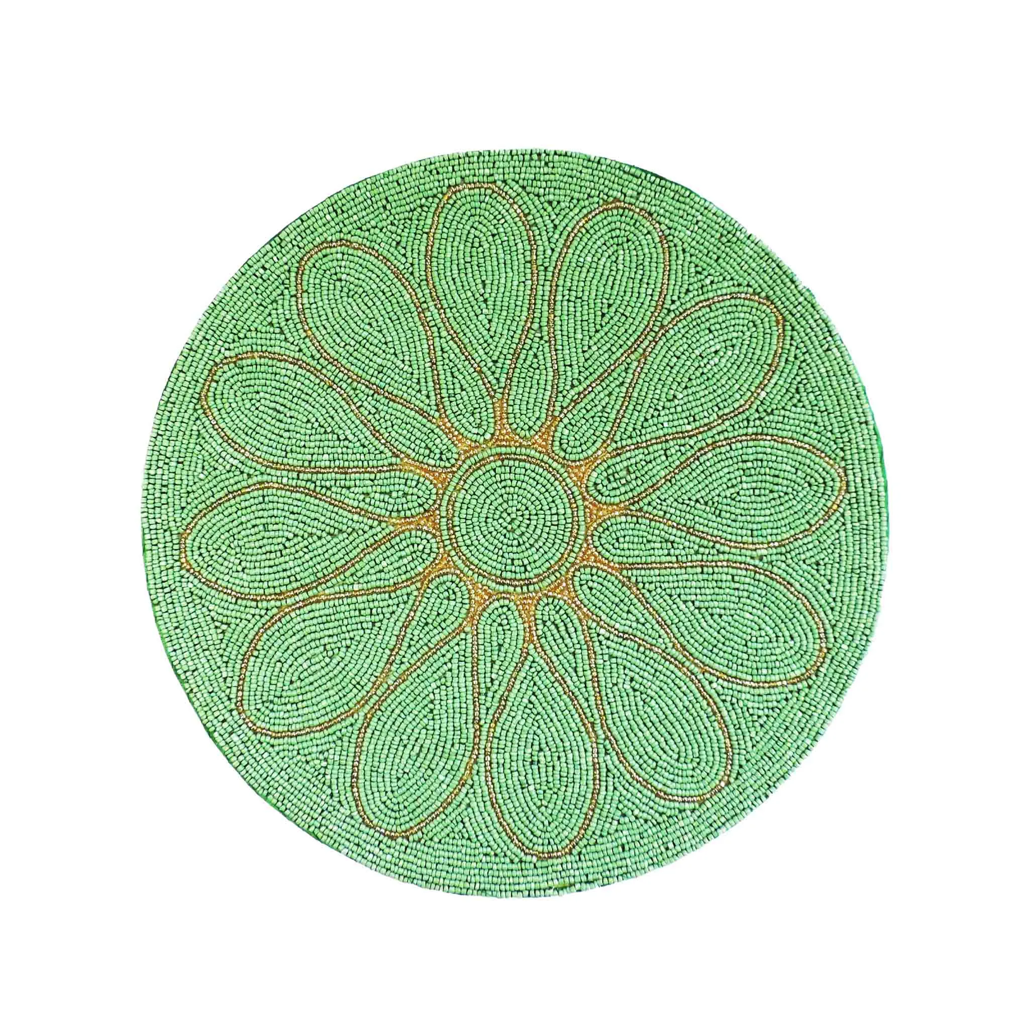 Petal Impressions Beaded Placemat in Pale Green, Set of 2