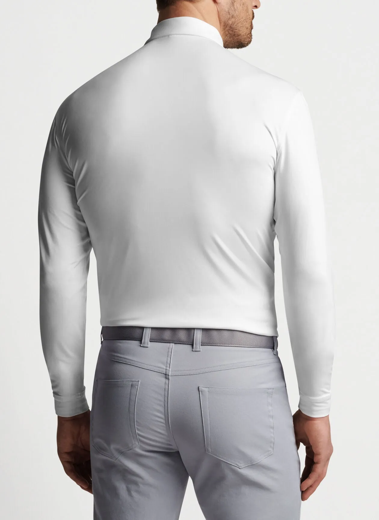 Peter Millar Performance Long Sleeve Branded Polos, White