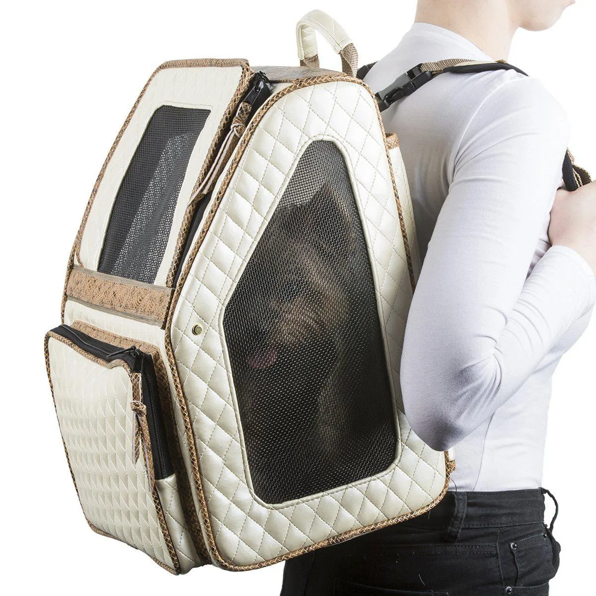 Petote Rio Dog Carrier Ivory Quilted