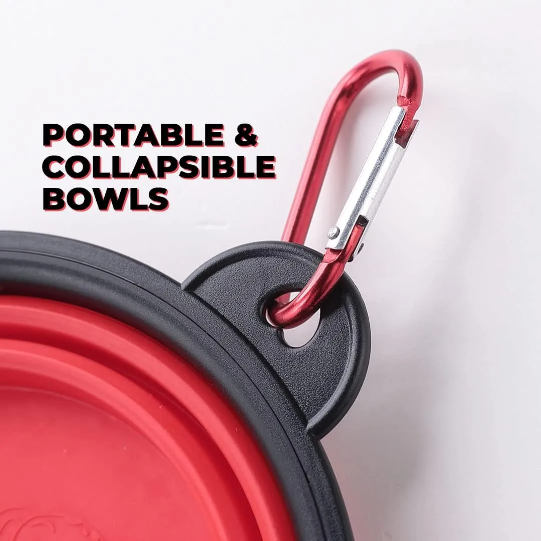 Petvit Dog Food Bowl|Portable & Collapsible Cat & Dog Bowl|Reusable,Durable,Travel-Friendly|Easy to Store Pet Bowls|Perfect Dog Accessories for Indoor & Outdoor Use|LS198R|Red