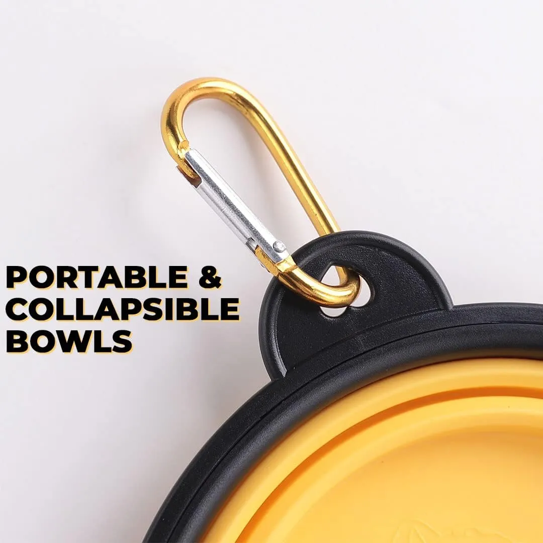 Petvit Dog Food Bowl|Portable & Collapsible Cat & Dog Bowl|Reusable,Durable,Travel-Friendly|Easy to Store Pet Bowls|Perfect Dog Accessories for Indoor & Outdoor Use|LS198Y|Yellow