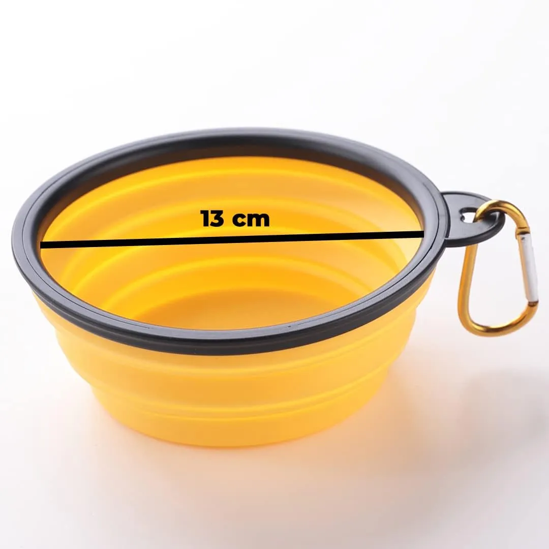 Petvit Dog Food Bowl|Portable & Collapsible Cat & Dog Bowl|Reusable,Durable,Travel-Friendly|Easy to Store Pet Bowls|Perfect Dog Accessories for Indoor & Outdoor Use|LS198Y|Yellow