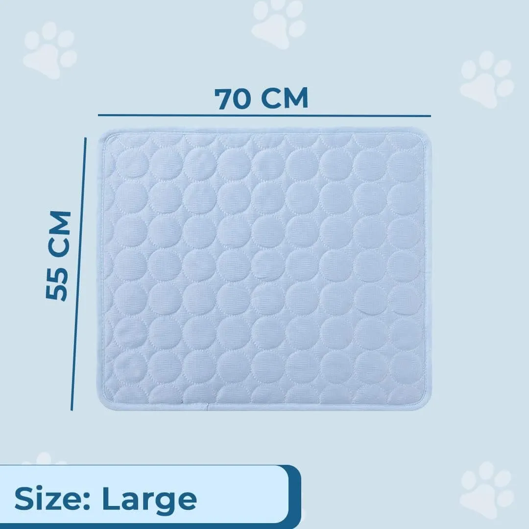 Petvit Rectangular Dog & Cat Bed|Premium Cool Ice Silk with Polyester with Bottom Mesh|Multi-Utility Self-Cooling Pad for Dog & Cat|Light-Weight & Durable Dog Bed|ZQCJ001LB-M|Light Blue