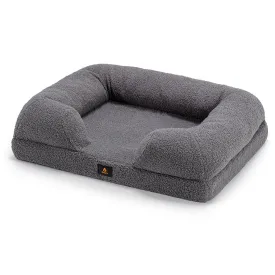 Petzly Memory Foam Dog Bed Pet Sofa Calming Bed Washable Removable Grey Large