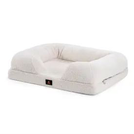 Petzly Memory Foam Dog Bed Pet Sofa Calming Bed Washable Removable White Large