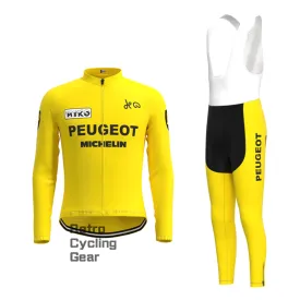 Peugeot Yellow 2 Retro Long Sleeve Cycling Kit