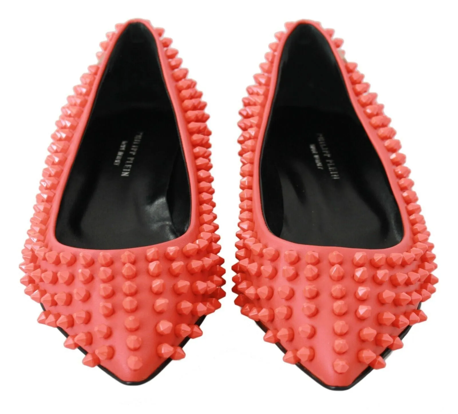 Philipp Plein Vibrant Orange Pointed Leather Flats