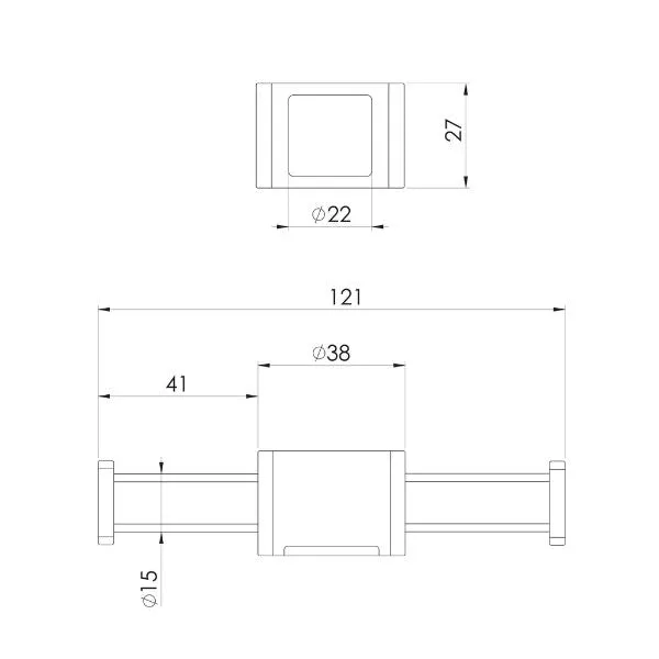 Phoenix Vertical Rail Hook Square - Matte Black