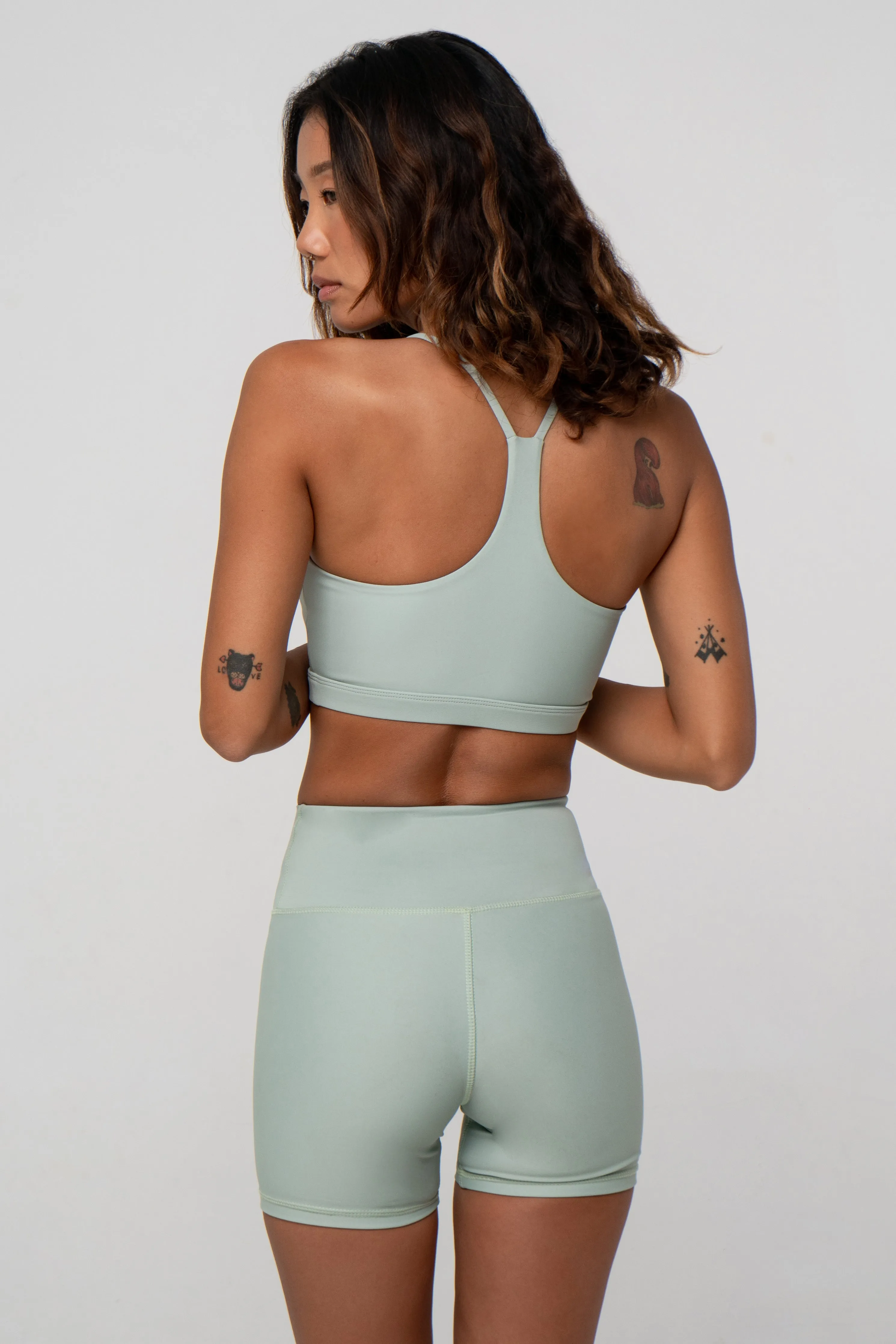 Pia Racerback Sports Bra | Recycled Polyester | Celadon