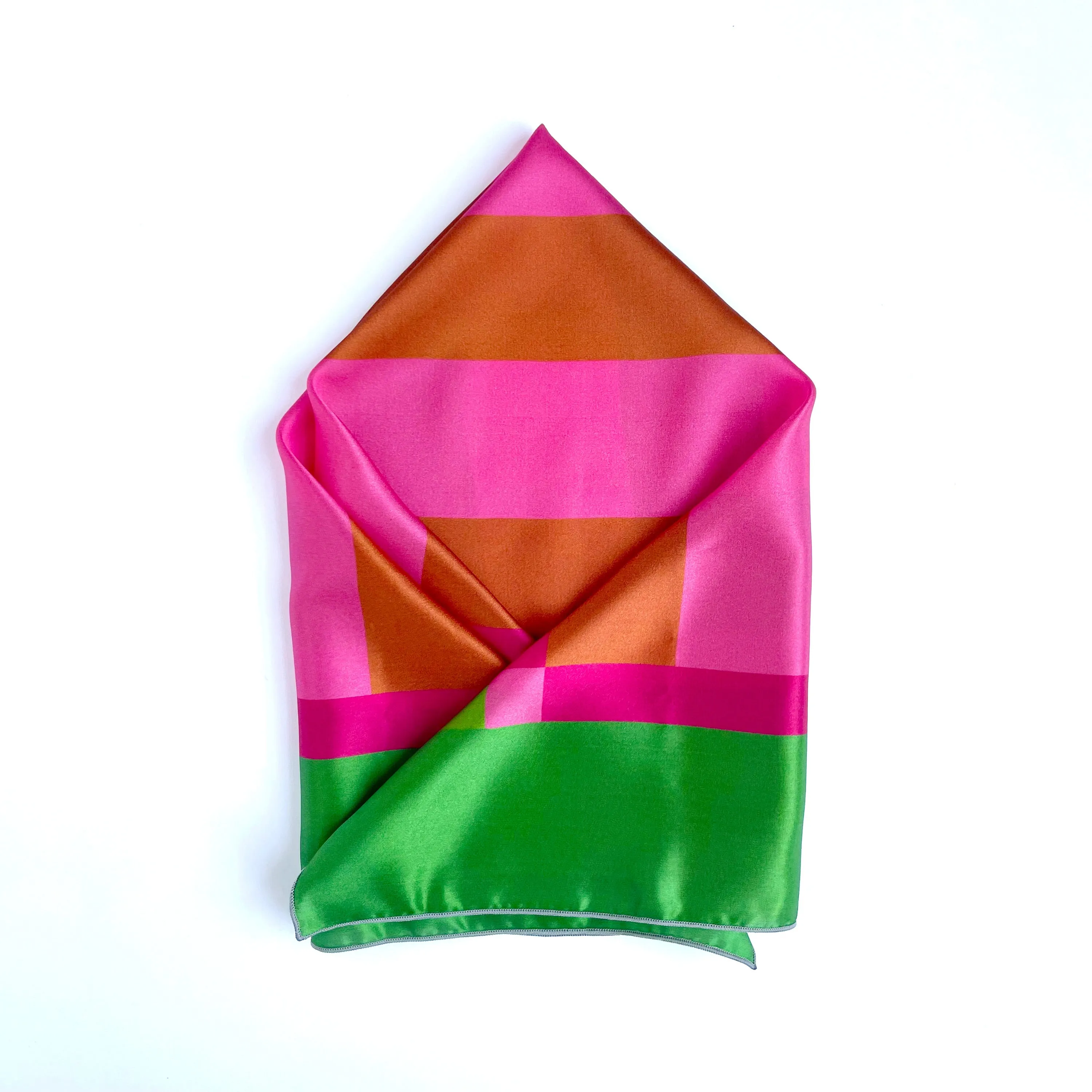 Picnic - color block silk charmeuse scarf in pink and green