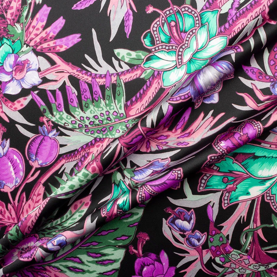 Pink & Purple Floral Printed Ungaro Silk (A 2.50m Piece)