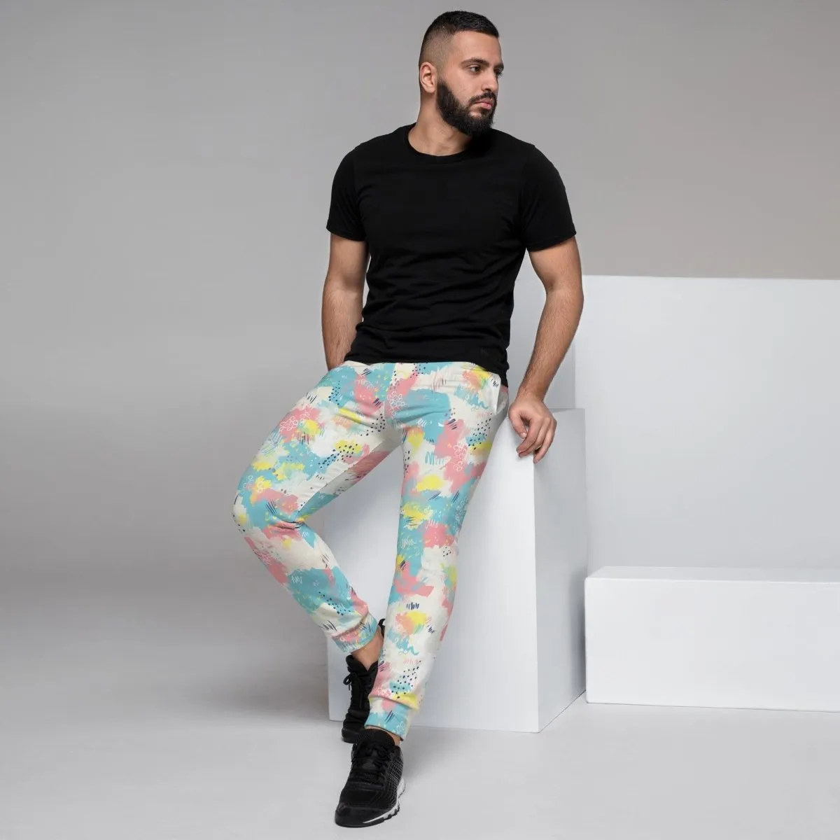 Pink and Blue Abstract Men's Street Joggers