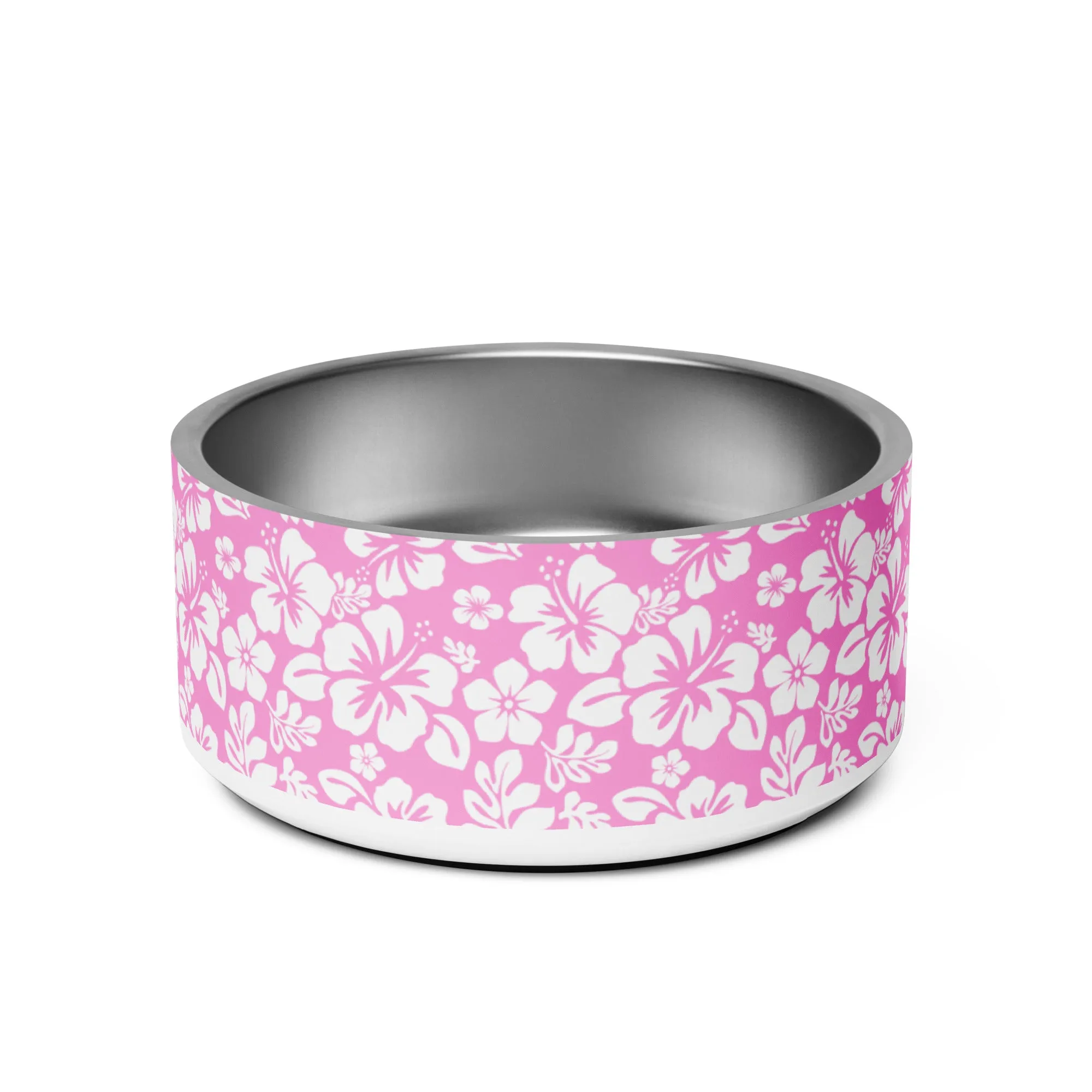 Pink and White Hawaiian Flowers Pet Bowl