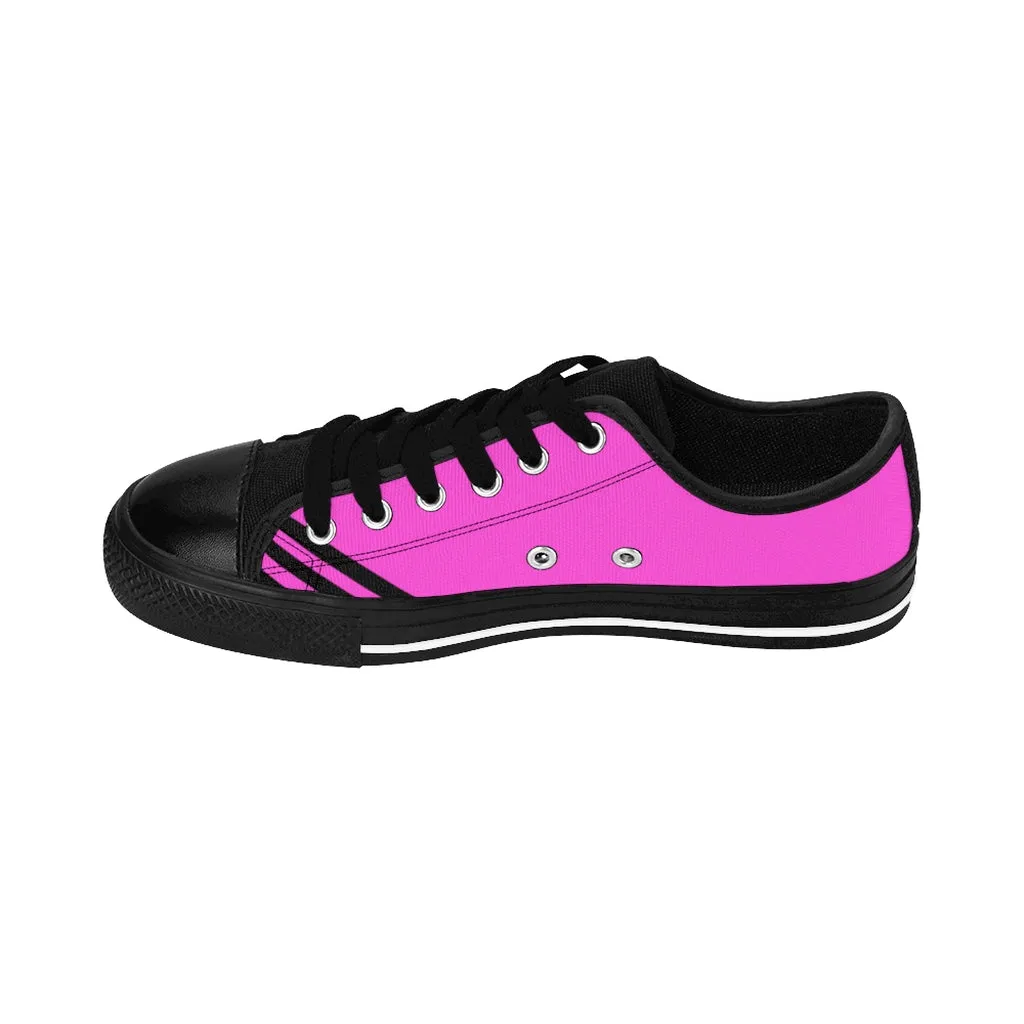 Pink Black Striped Women's Sneakers, Modern Stripes Tennis Shoes For Ladies (US Size: 6-12)