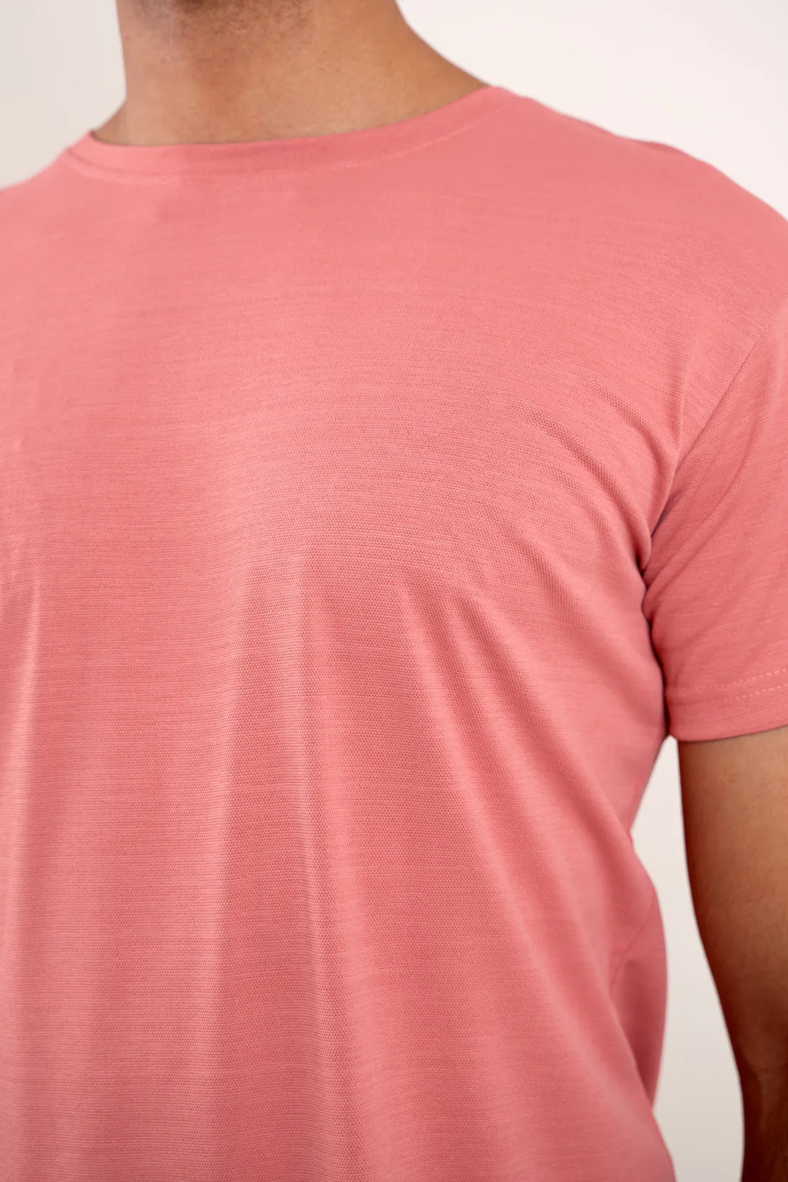 Pink Crew Neck Tshirt - ProStretch Classic Tee For Man