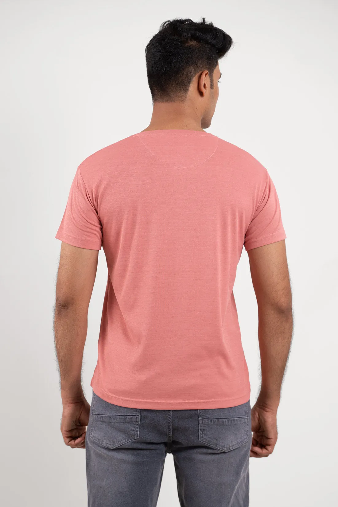 Pink Crew Neck Tshirt - ProStretch Classic Tee For Man