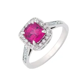 Pink Cushion Cut Sapphire & Diamond Ring   WPR09