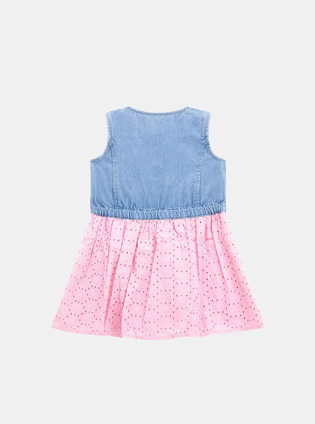 Pink Denim Short Sleeve Dress (2-7)