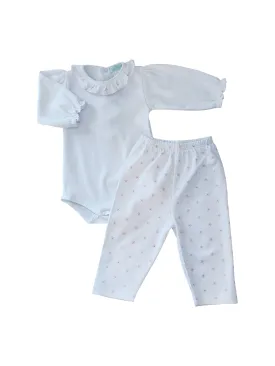 Pink Flower Print Baby Pima Cotton Set Onesie & Pant