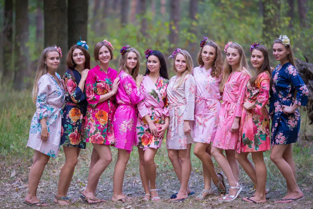 Pink, Fuchsia and Navy Blue Wedding Colors, Bridesmaids Robes