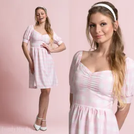 Pink Gingham Dress, Pin up Dress, Babydoll Dress,Barbie Doll Inspired Dress,Retro Dress,Vintage Style Dress,50s style dress,Vintage inspired