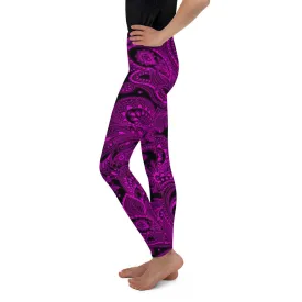 Pink Glowing Floral Youth Leggings