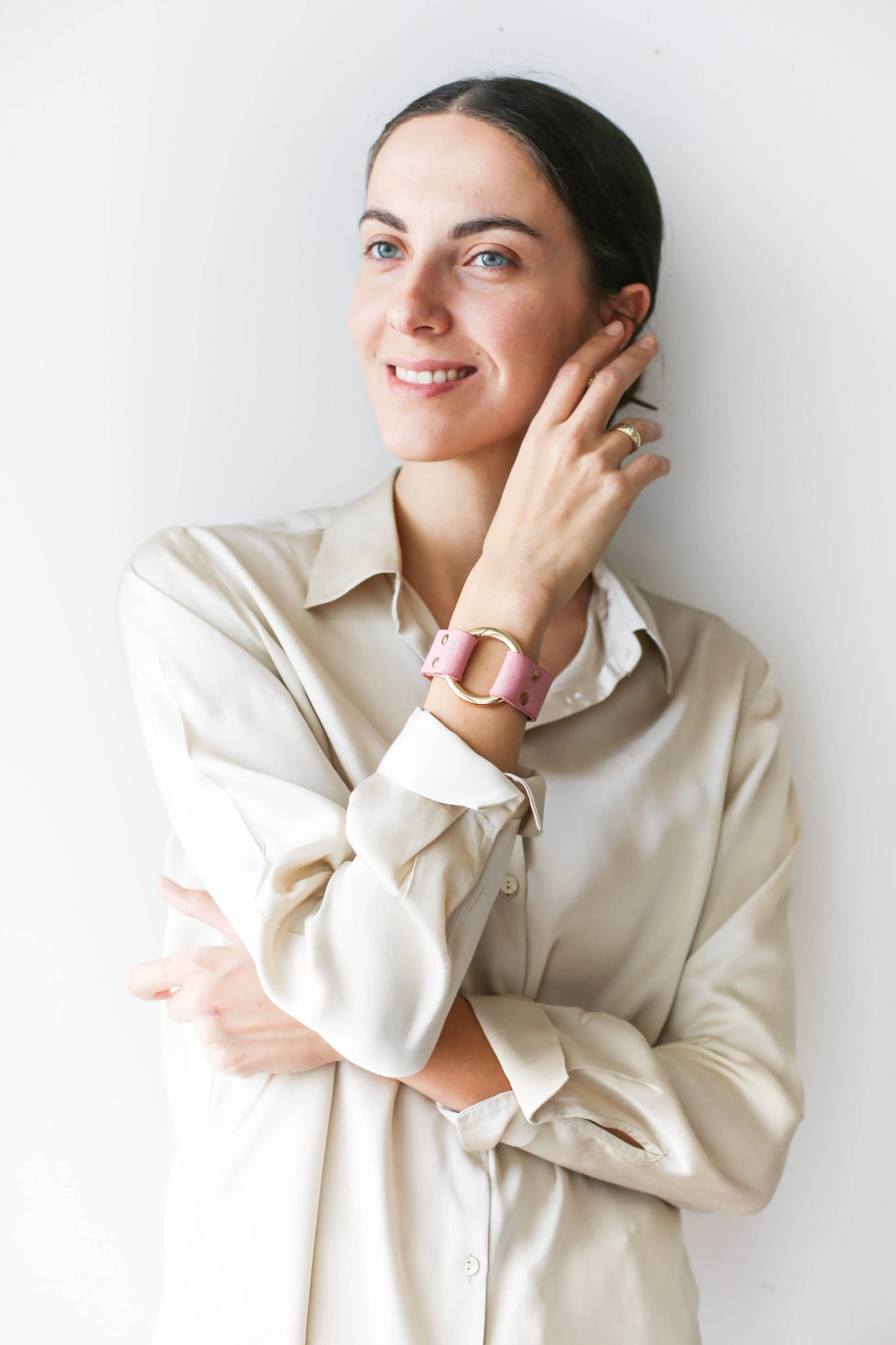 Pink Leather Cuff Bracelet