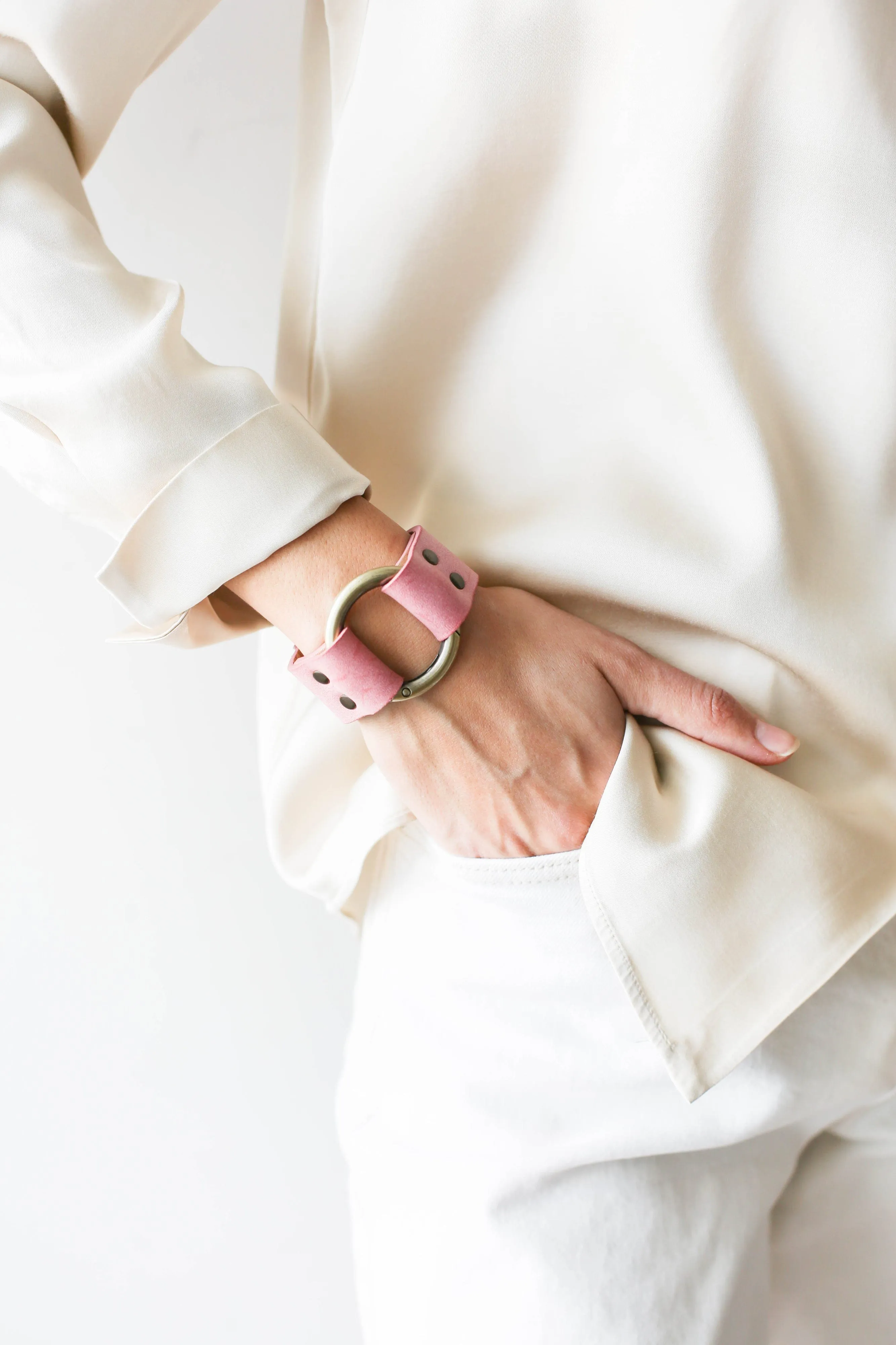 Pink Leather Cuff Bracelet