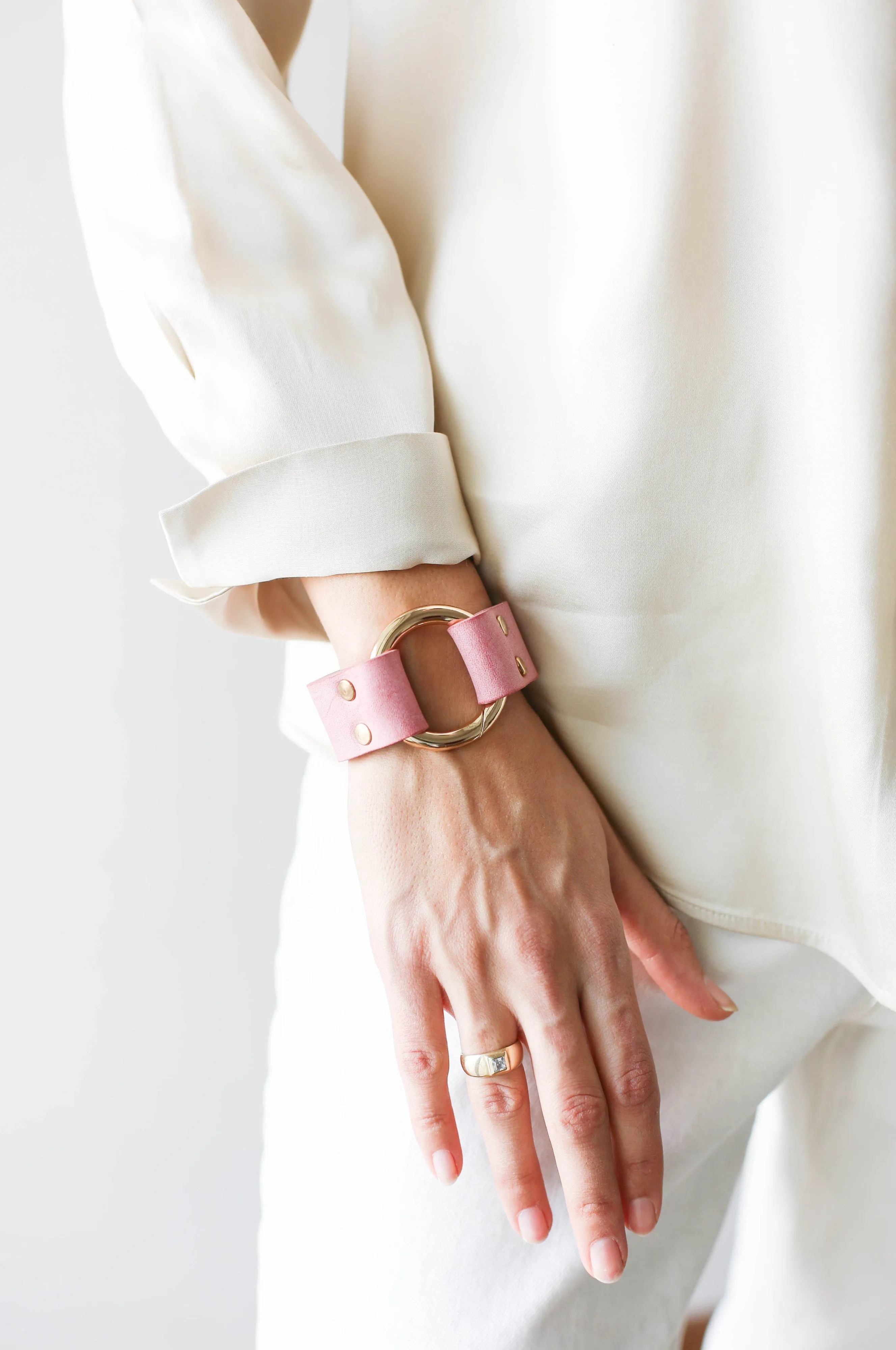 Pink Leather Cuff Bracelet