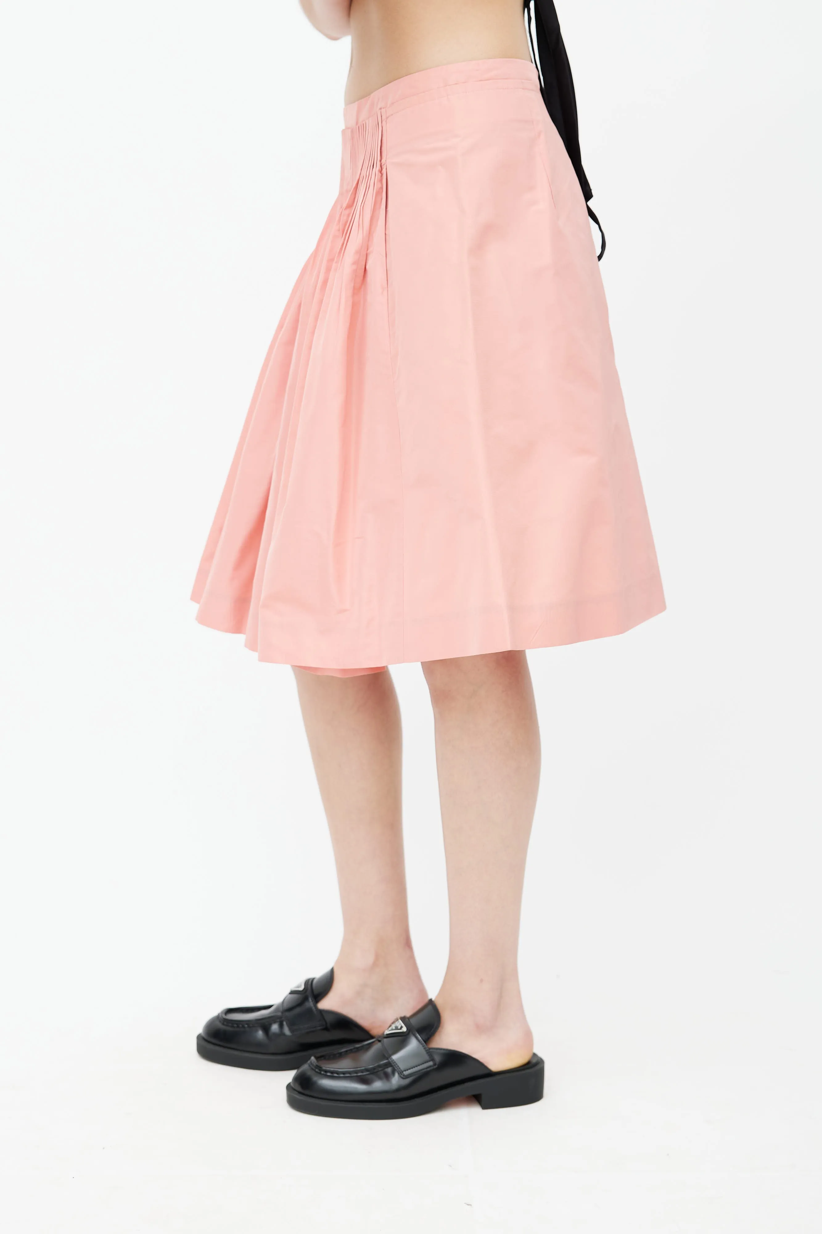 Pink Pleated A-Line Skirt