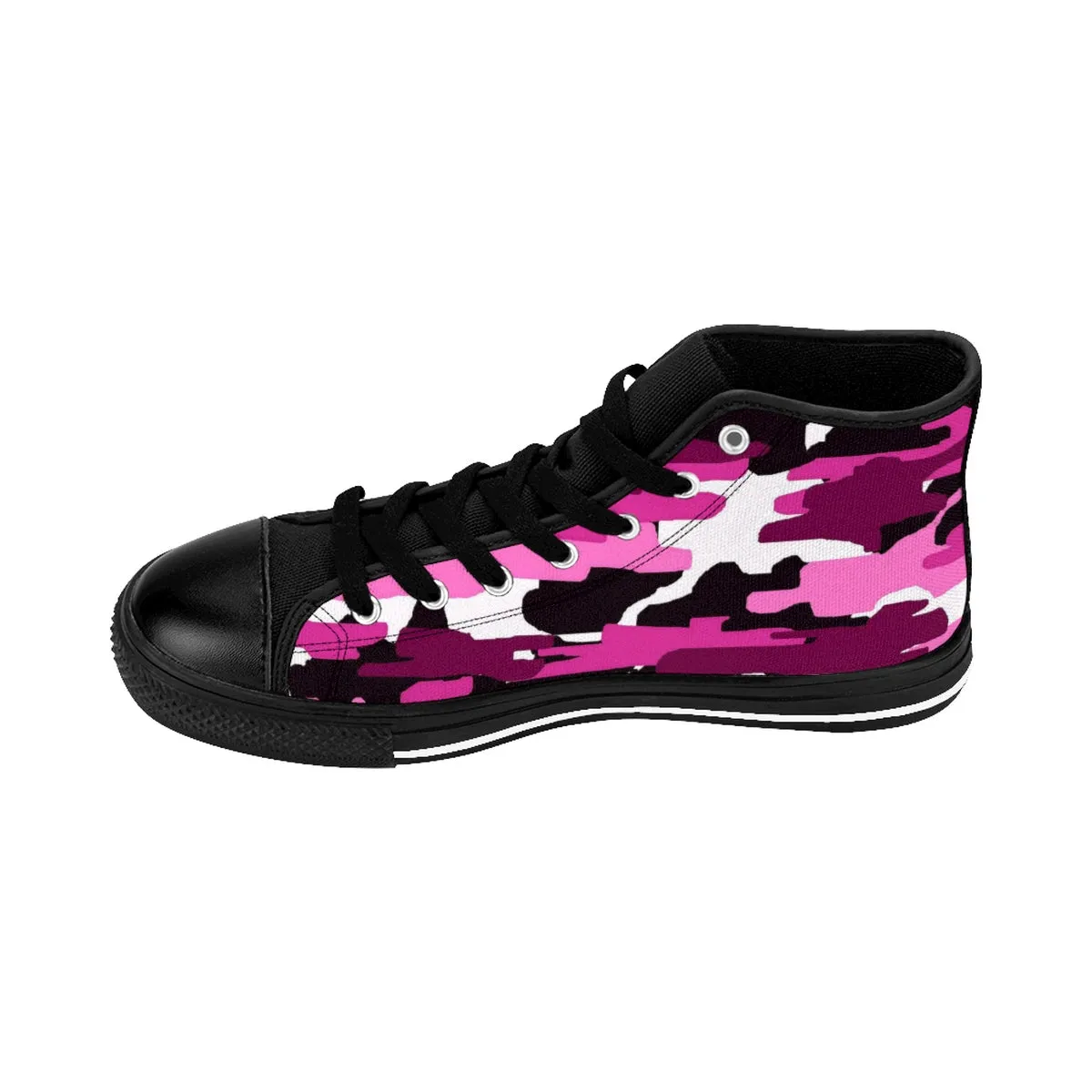 Pink Purple Camo Men's Sneakers, Camouflage Army Military Print Men's High-top Sneakers Tennis Shoes