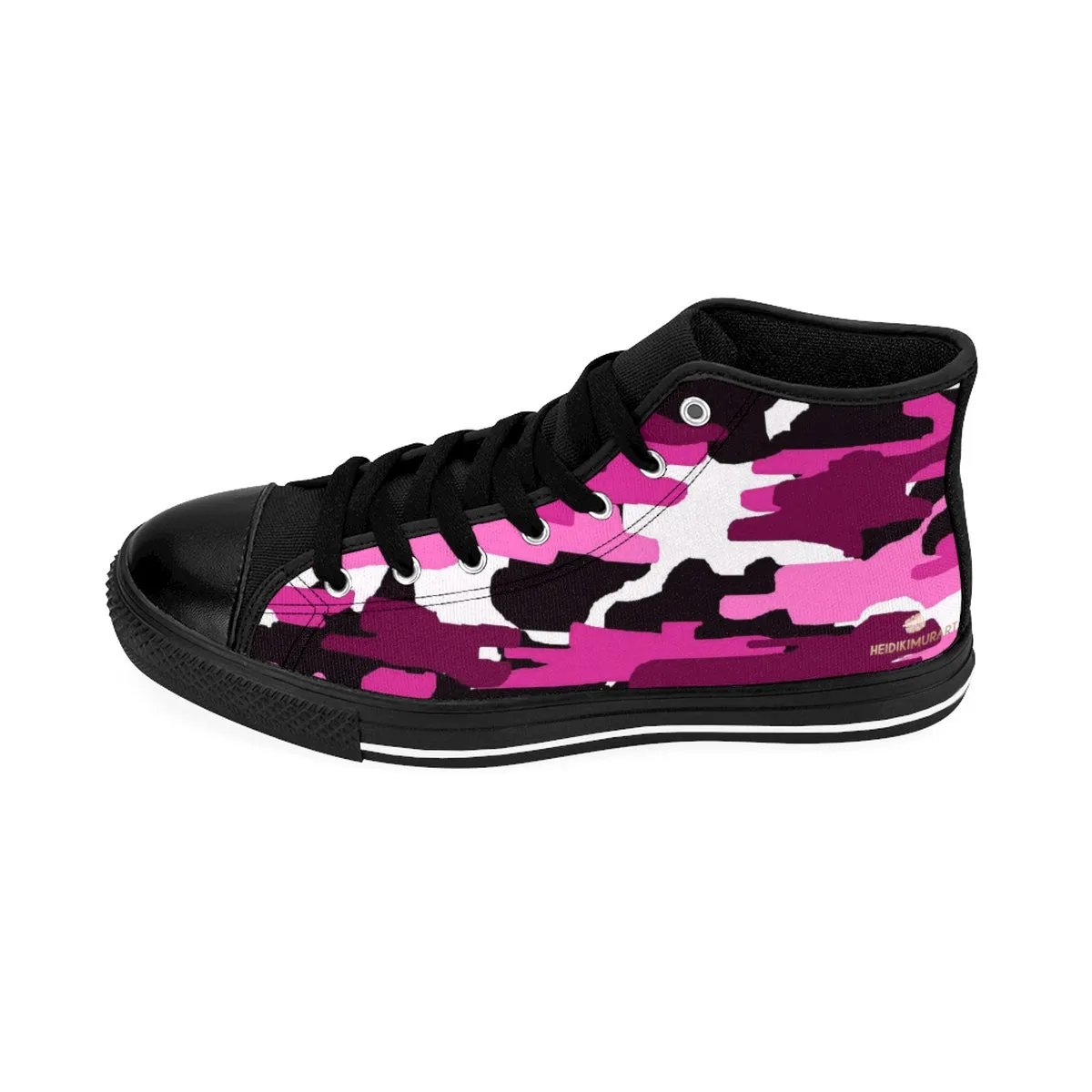 Pink Purple Camo Men's Sneakers, Camouflage Army Military Print Men's High-top Sneakers Tennis Shoes