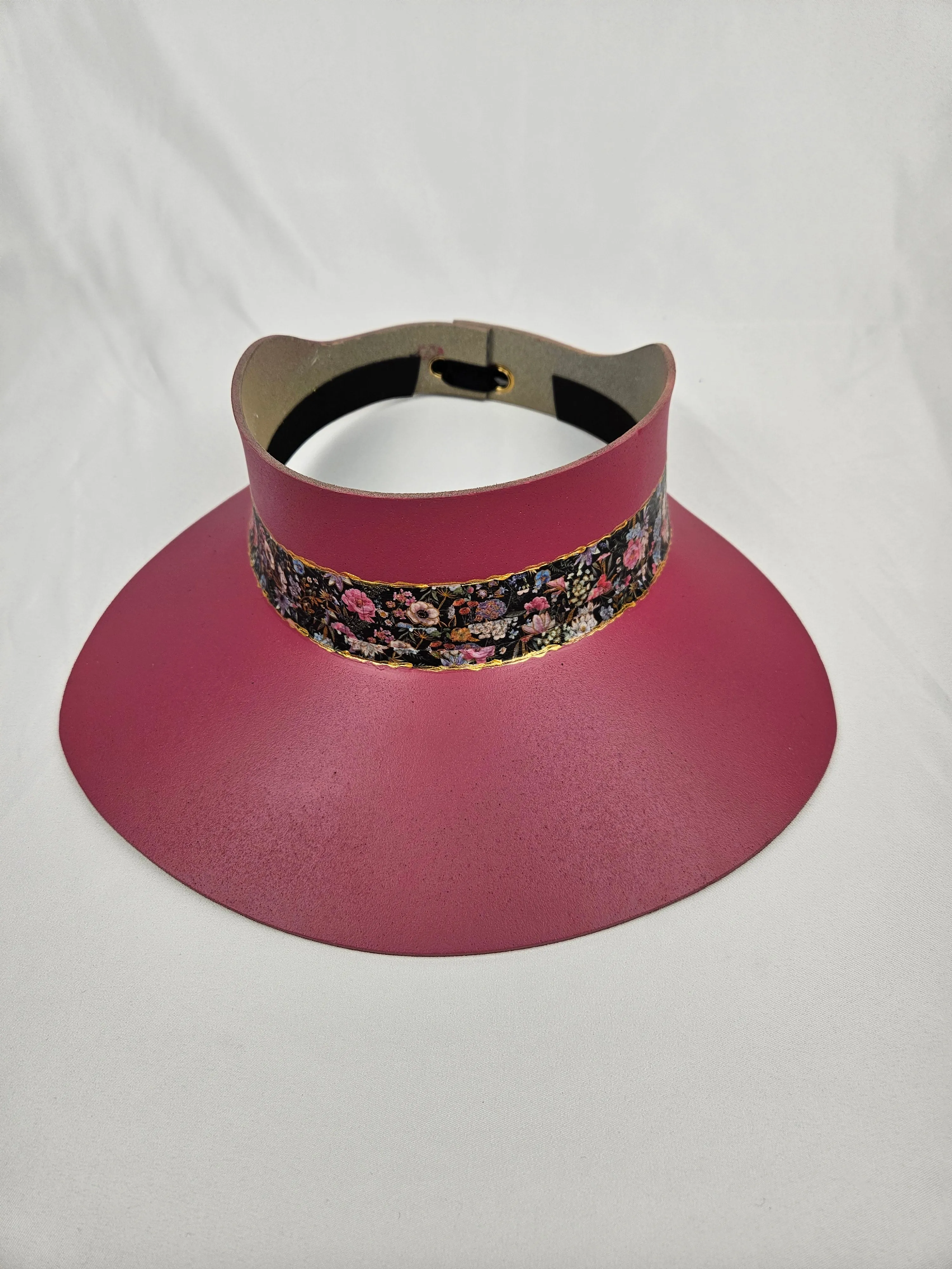 Pink "LadyEVA" Visor Hat with Dark Floral Band