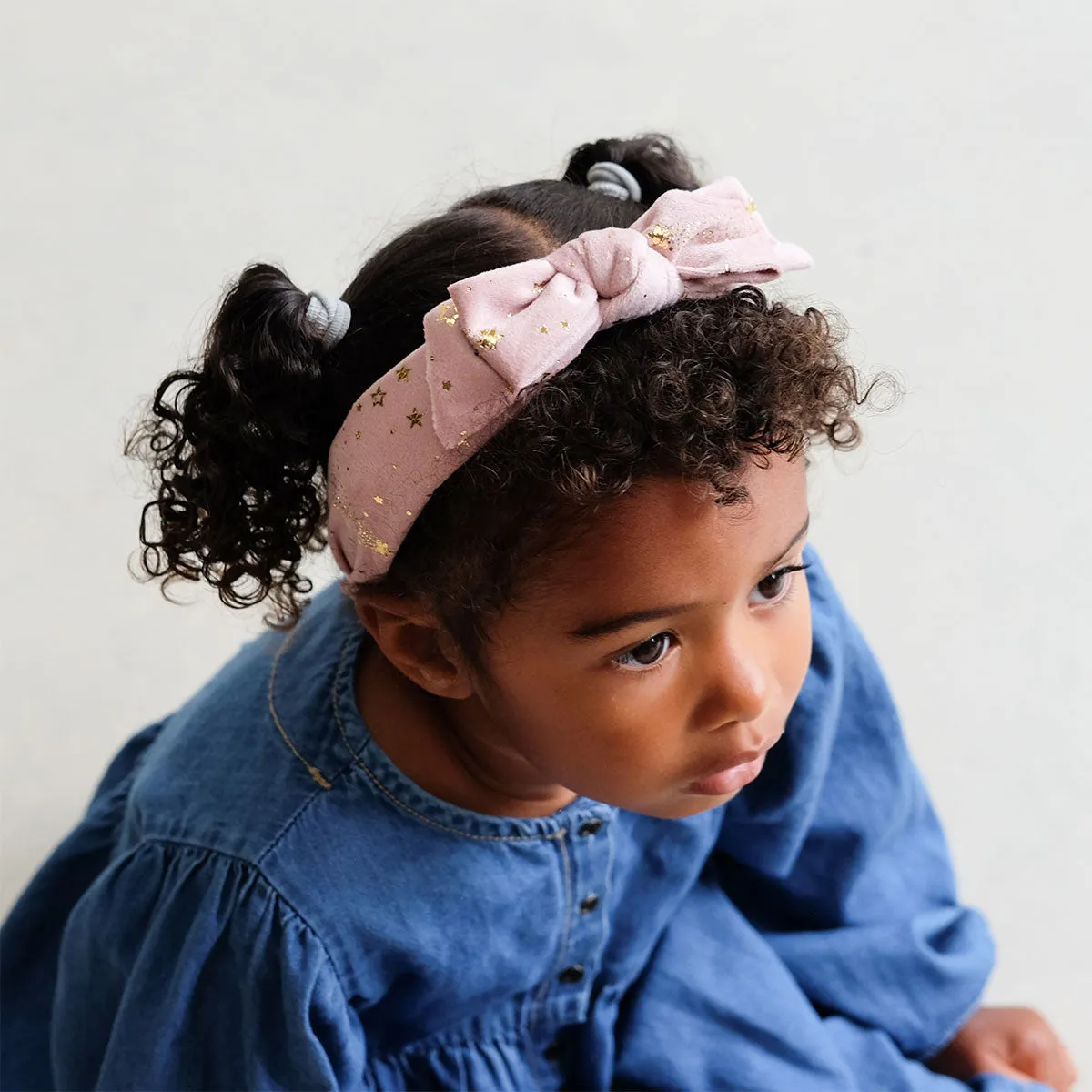 Pink Starry Bow Velvet Alice Headband