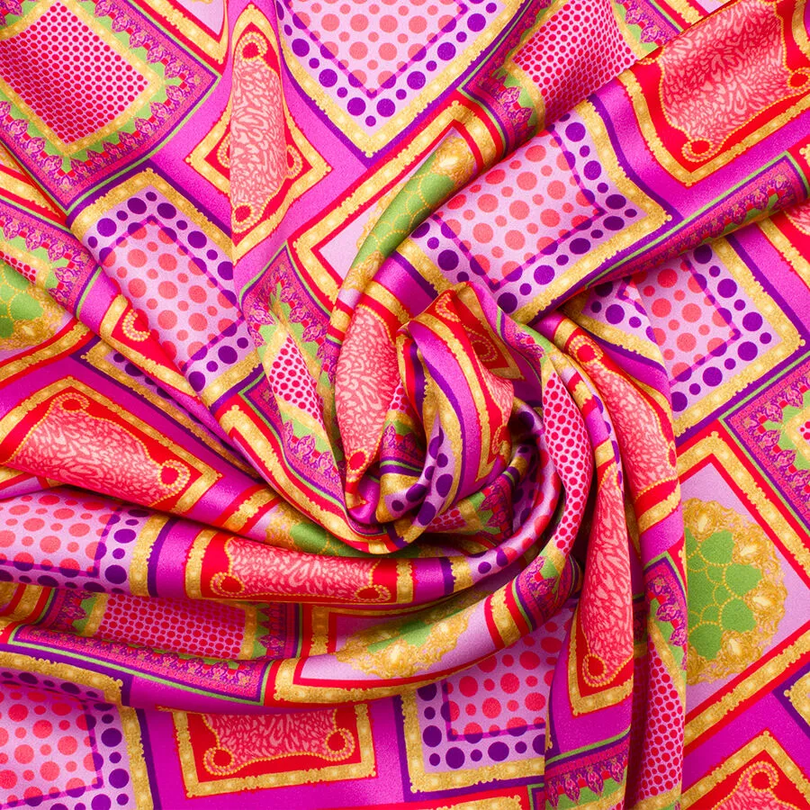 Pink/Multi Printed Silk Satin