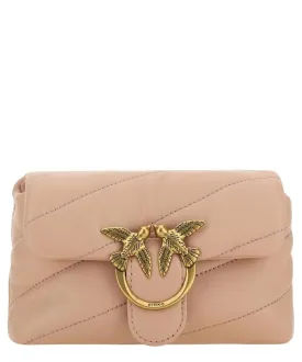 PINKO Pink Calf Leather Love Puff Small Crossbody Bag