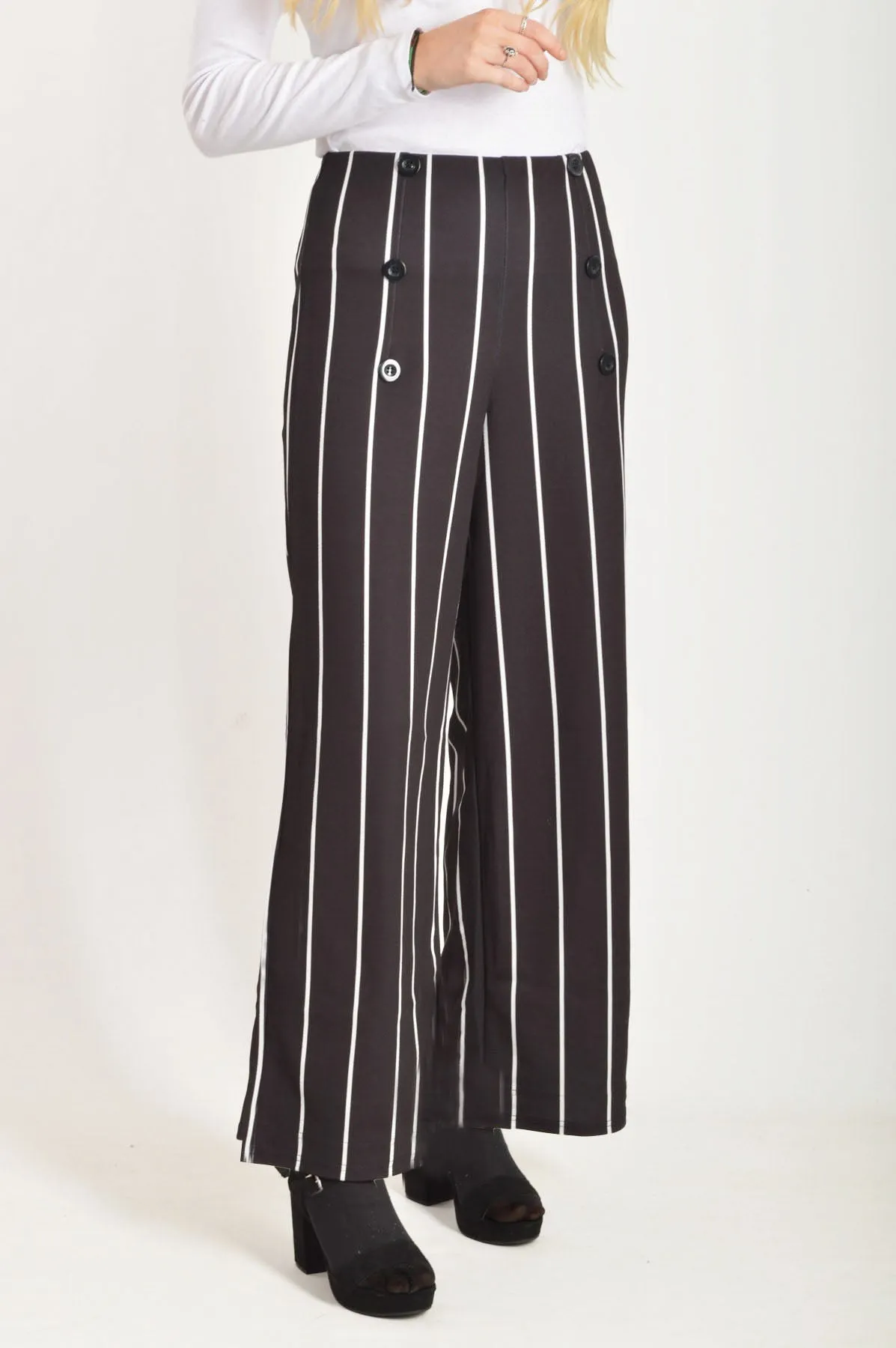 Pinstripe Wide Leg Trousers