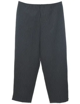 Pinstriped Black Casual Trousers - W35 L29