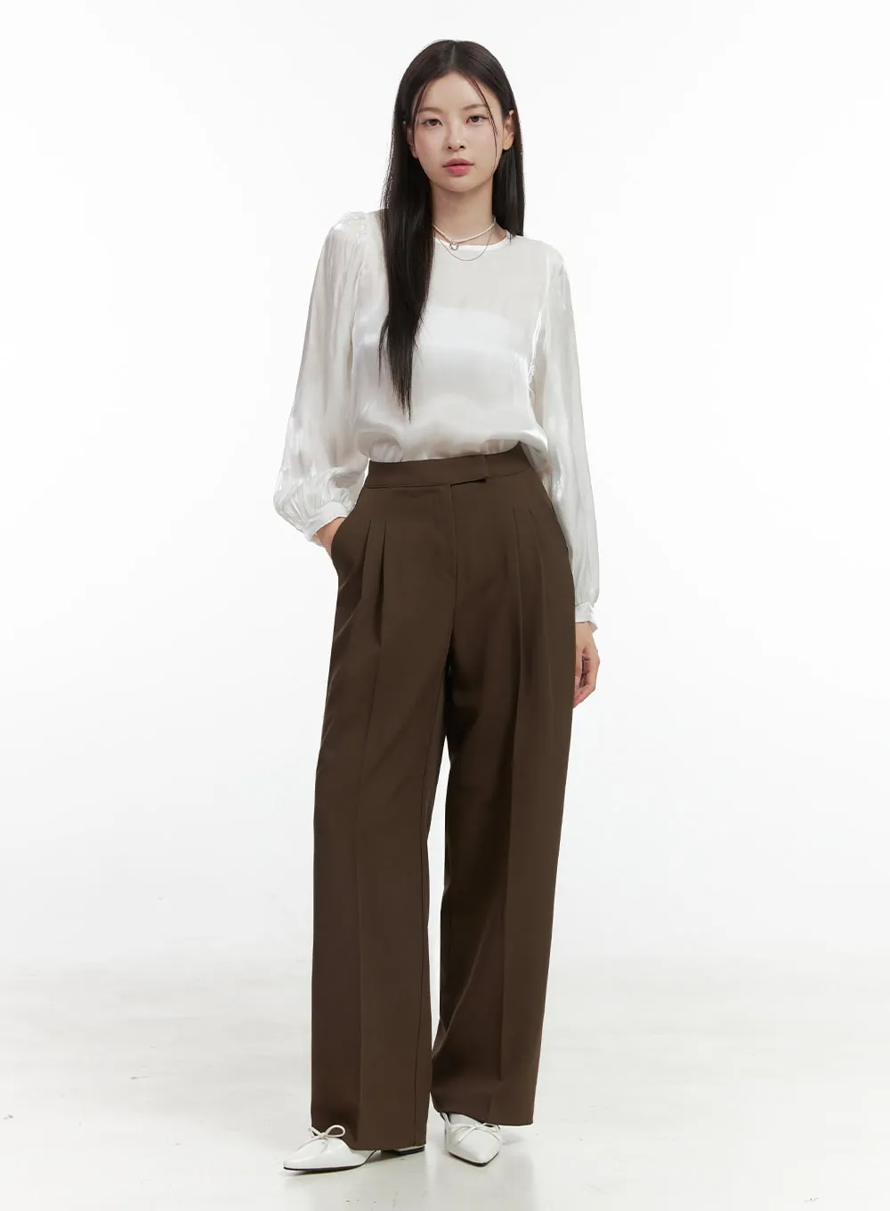 Pintuck  Wide Leg Trousers OO416