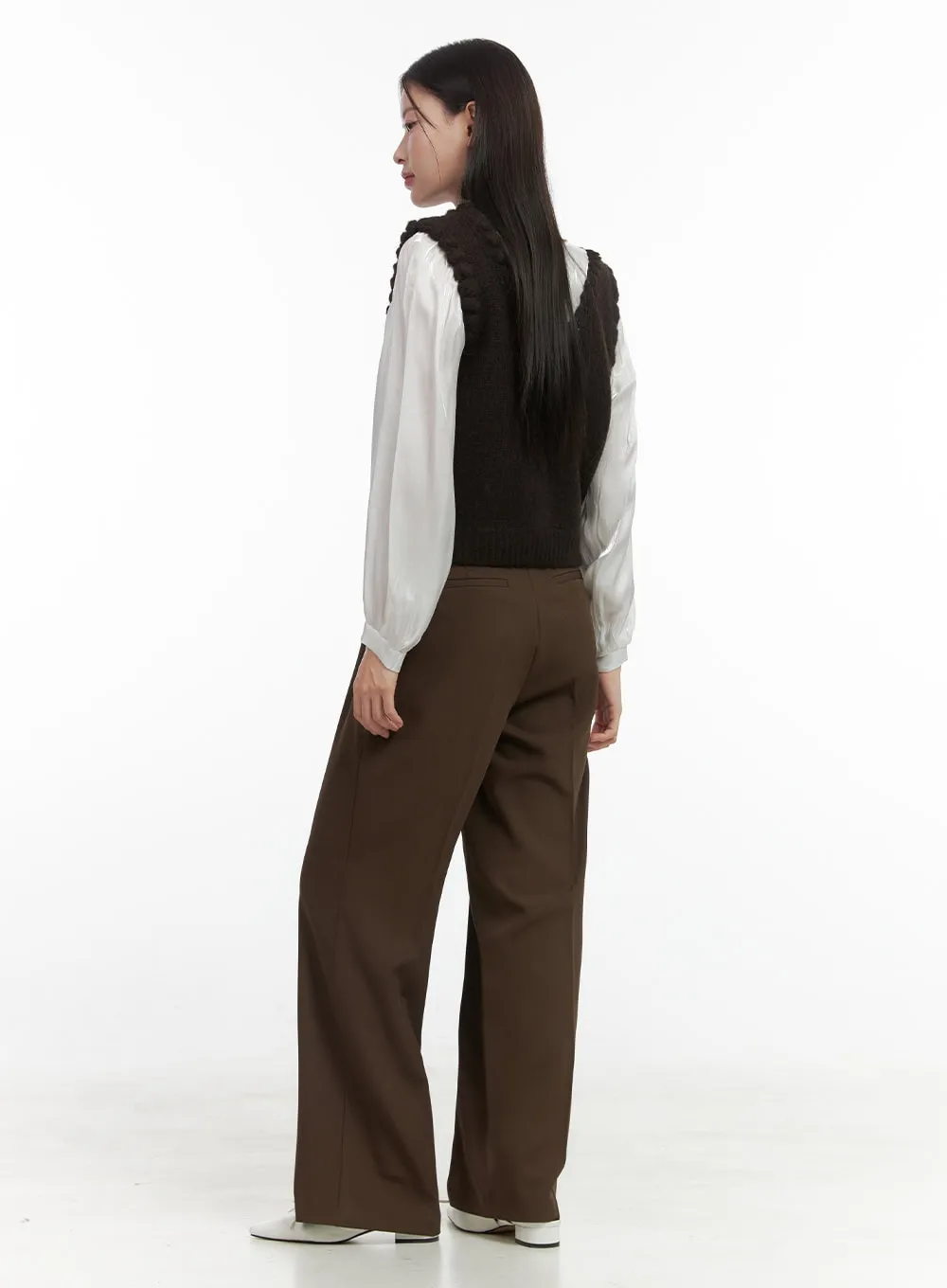 Pintuck  Wide Leg Trousers OO416