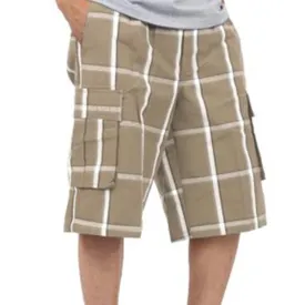 Plaid Cargo Shorts - Khaki