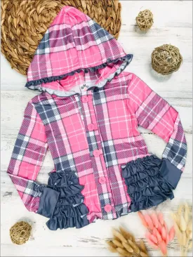 Plaid Cuteness Hoodie Cardigan