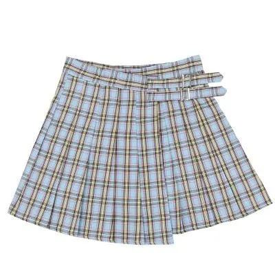 Plaid Double Strap High Waist Skirt SD00375