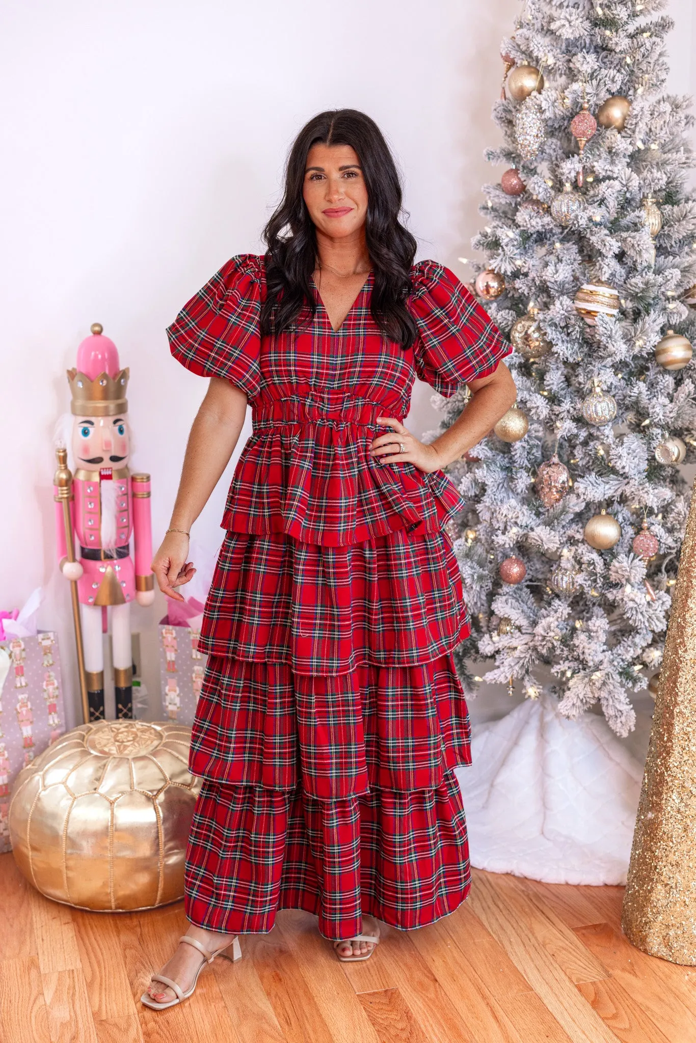 Plaid Holidays Red Maxi Dress