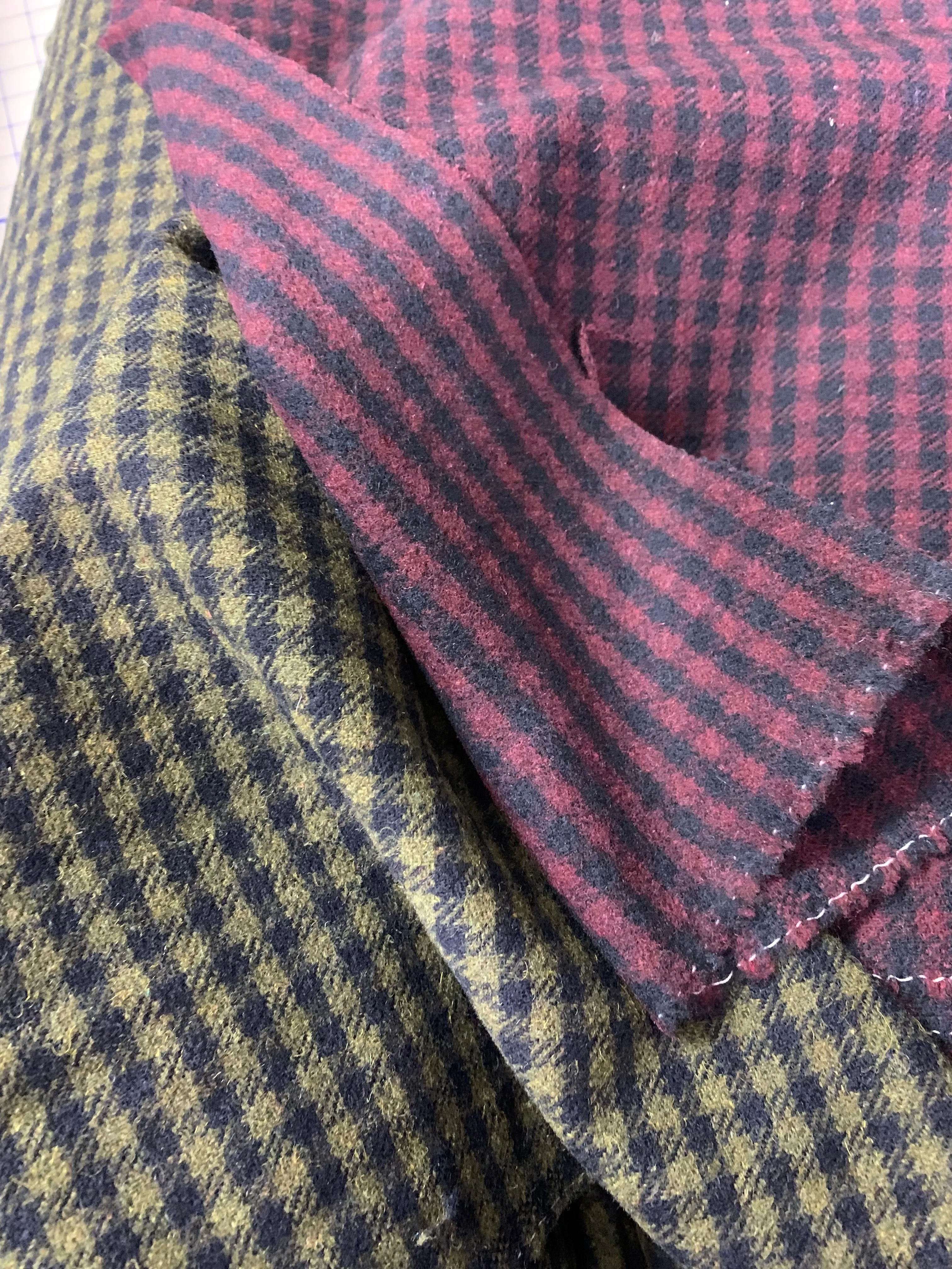 Plaid Melton -Burgundy checks