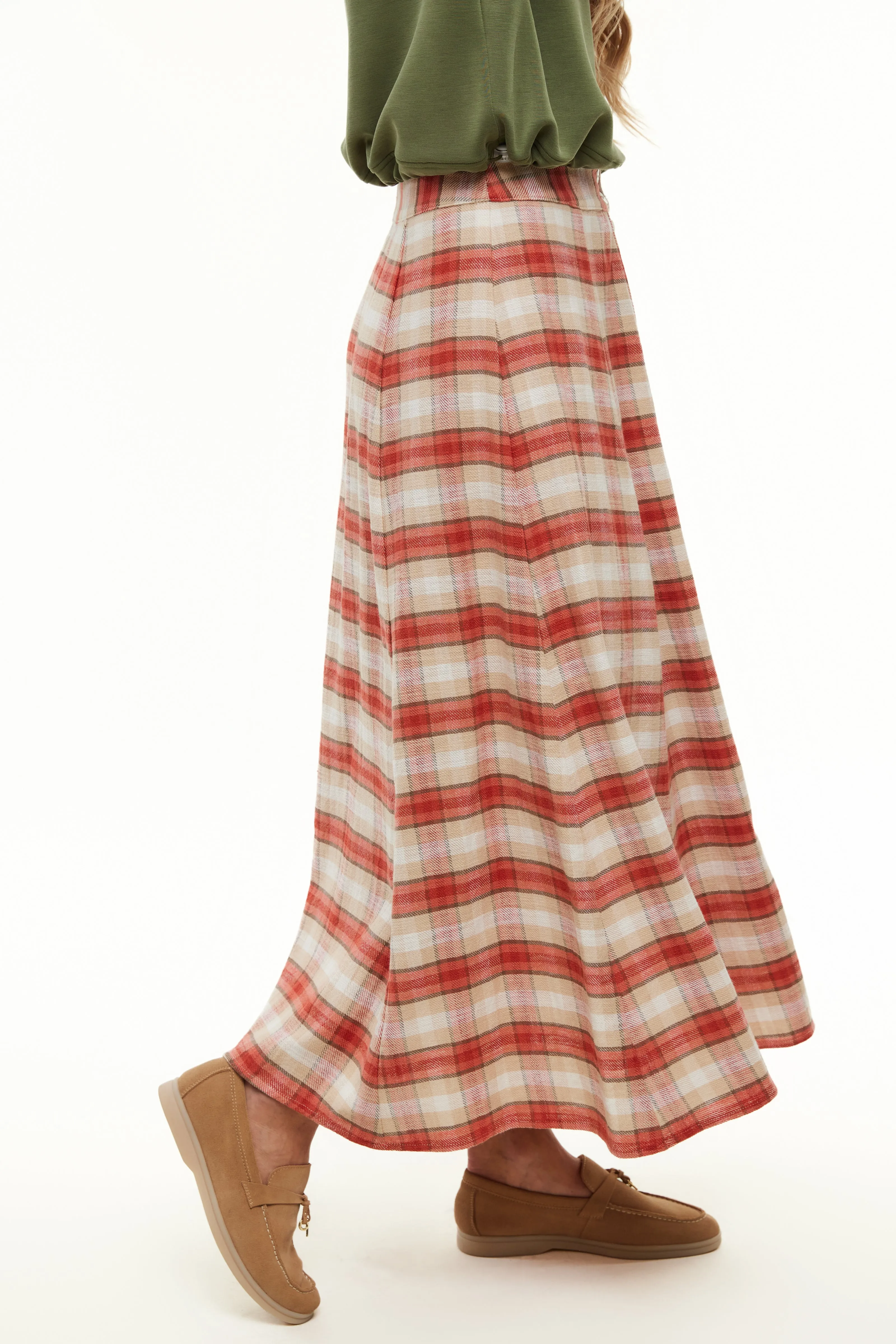 Plaid Midi Skirt