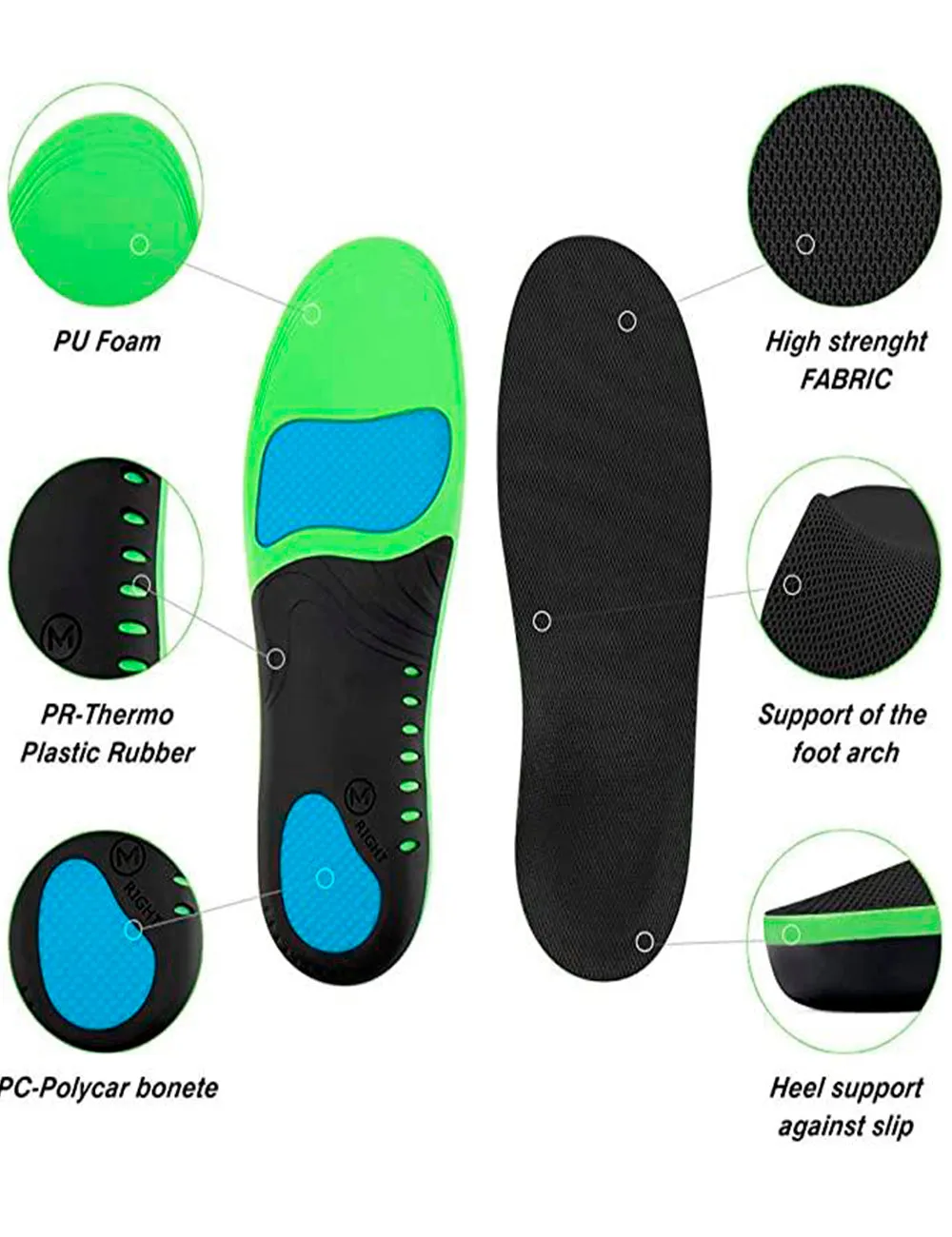 Plantar Fasciitis Arch Supports Feet Insoles Shock-absorptation Breathable Insole Orthotics Gel Sports Comfort Shoes Insole Neutral Arch Replacement