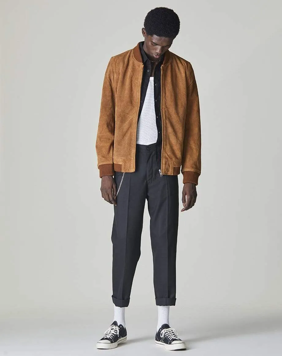 Plato Suede Bomber Mens Jacket | Tan